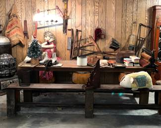 Farmhouse table, potbelly, oats cleanser