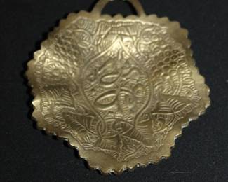 Vintage Small Brass Saucer Arabian Motiv Tray