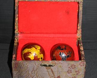 Vintage Chinese Baoding Balls Dragon Phoenix Exercise Therapy