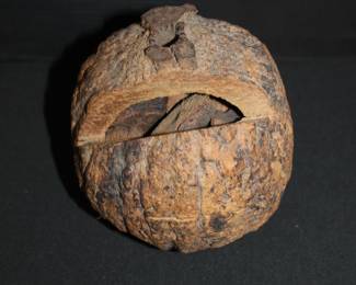 Vintage Folk Art Carved Wood Bell Rattle Carving