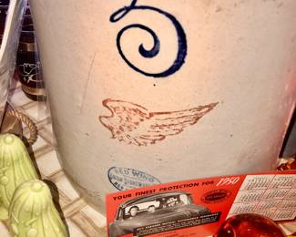 Items Located In The Living Room ~ Antique 1920's Red Wing Union Pottery Crock 5 Gallon Jar ~ 2 Available