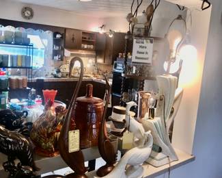 Items Located In The Living Room ~ Vintage 1950's Atomic Table Lamps ~ Vintage Ceramic Bird Sets