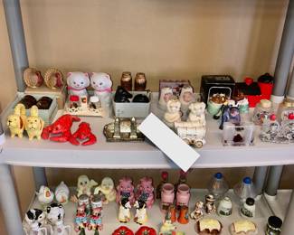 Items Located In The Kitchen ~ Shelves Of Vintage Salt & Pepper Shakers
