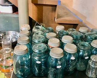 Items Located In The Basement ~ Tons of Vintage Items ~ Vintage Aqua Mason Canning Jars