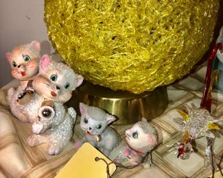 Items Located In The Living Room ~ Vintage Yellow Spaghetti Table Lamps ~ Two Available