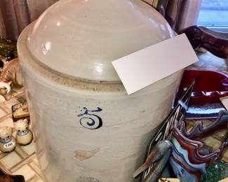 Items Located In The Living Room ~ Antique 1920's Red Wing Union Pottery Crock 5 Gallon Jar ~ 2 Available