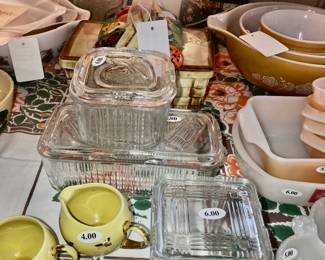 Items Located In The Kitchen ~ Vintage Pyrex & Fire King Nesting owl Sets & Casserole Dishes