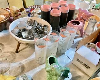 Items Located In The Basement ~ Tons of Vintage Items ~ Vintage 1950's Yellow & Gray Formica & Chrome Kitchen set ~ As Found