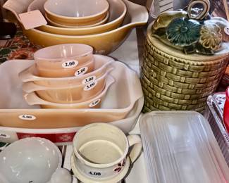 Items Located In The Kitchen ~ Vintage Pyrex & Fire King Nesting owl Sets & Casserole Dishes