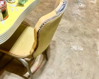 Items Located In The Basement ~ Tons of Vintage Items ~ Vintage 1950's Yellow & Gray Formica & Chrome Kitchen set ~ As Found