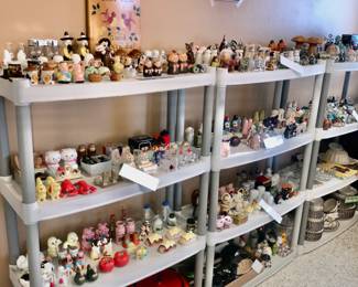 Items Located In The Kitchen ~ Shelves Of Vintage Salt & Pepper Shakers