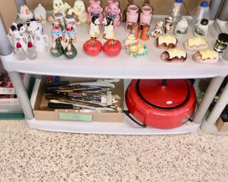 Items Located In The Kitchen ~ Shelves Of Vintage Salt & Pepper Shakers