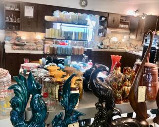 Items Located In The Living Room ~ Vintage 1950's Atomic Table Lamps ~ Vintage Ceramic Bird Sets
