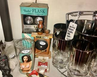 Items Located In The Living Room ~ Lots Of Vintage Barware ~ Mixology ~ Risque' Novelties