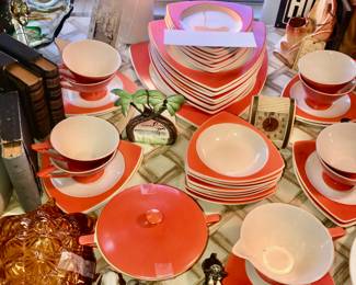 Items Located In The Living Room ~ Vintage 1930's Salem Tricorn Mandarin Triangular China Set ~ So Cool
