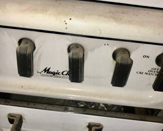 Items Located In The Garage ~ Some Cool Vintage Items  ~ Antique White Enameled MAGIC CHEF St Louis Kitchen Stove In Garage Easy Access To Load!