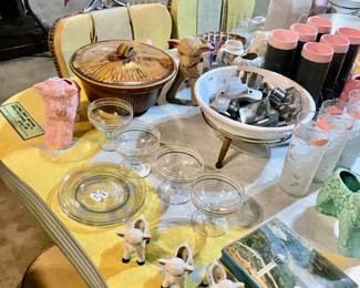 Items Located In The Basement ~ Tons of Vintage Items ~ Vintage 1950's Yellow & Gray Formica & Chrome Kitchen set ~ As Found
