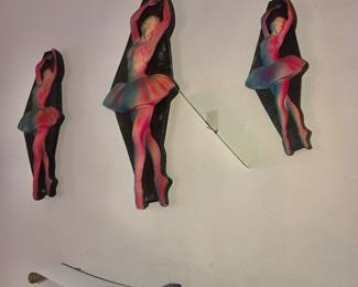 Items Located In The Living Room ~ Vintage Chalk Wall Art ~ Asian ~ Dancers ~ Ballet