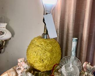 Items Located In The Living Room ~ Vintage Yellow Spaghetti Table Lamps ~ Two Available