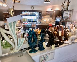 Items Located In The Living Room ~ Vintage 1950's Atomic Table Lamps ~ Vintage Ceramic Bird Sets