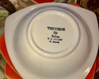 Items Located In The Living Room ~ Vintage 1930's Salem Tricorn Mandarin Triangular China Set ~ So Cool