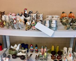 Items Located In The Kitchen ~ Shelves Of Vintage Salt & Pepper Shakers