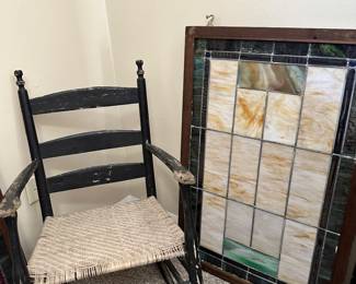 One of two stained glass windows, rocker