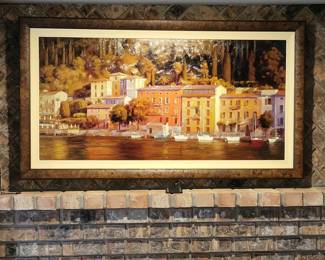 Giclee Tuscan Italian Sea Village Painting Print