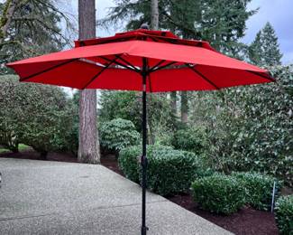 8 ft Tall x 10 ft Dia. 3Teired Red Patio Umbrella
