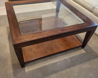 Mid Century Glass Wood Table