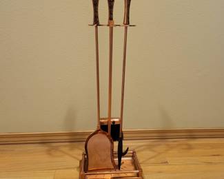 Vintage Copper Fireplace Tool Set