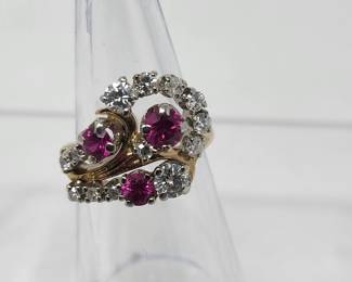14k Gold Diamond Ruby Ring