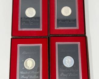 Four Eisenhower U.S. Proof Dollar Coins 1971, 72, 73, 74 S
