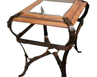 Vintage Adnet Hermes Western Equestrian Strap Design Side Table