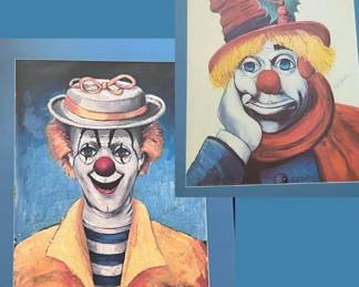 Signed by Red Skelton 1972 Lithographs Holly Clown Girl Clown