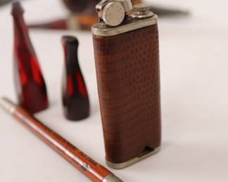 Vintage Tobacco Enthusiast's Collection With Clip-Lite Lighter And Select Pipes