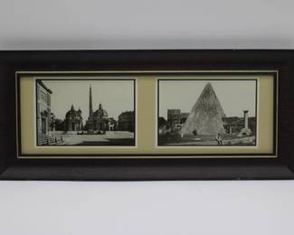 Vintage Dual-Scene Framed Print: Piazza Del Popolo & Pyramid Of Caius Cestius