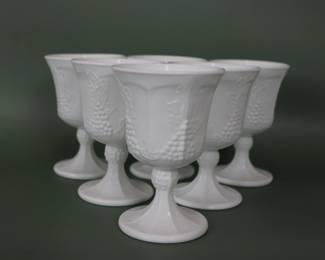 Vintage Colony Harvest Milk Glass Water Goblets - Set Of Six
