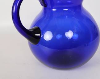 Vintage Hand-Blown Cobalt Blue Glass Pitcher