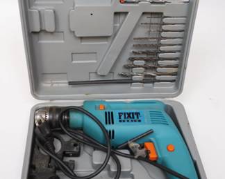 FIXIT Tools Model 13 Electric Corded Power Impact Drill With Durable Hard Case