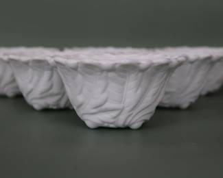 Vintage Indiana Glass Wild Rose Fruit Cocktail Set Of 6 - Milk Glass