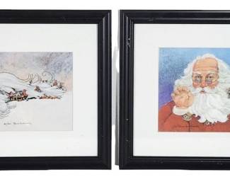 Bob Holloway Signed Christmas LE Santa Lithos