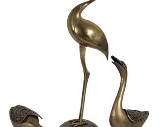 Vintage Brass Bird Sculptures Figures