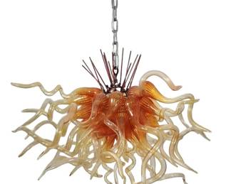 Chihuly Style Hornet Blown Art Glass Chandelier