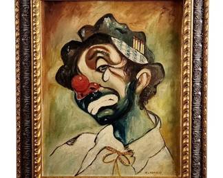 H. Lazarus Signed Clown Painting
