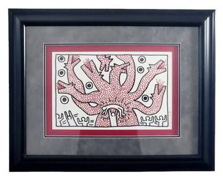 Keith Haring 1984 - 8 Headed Dog Ink on Paper
