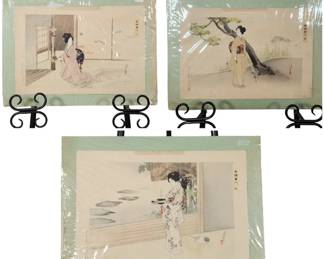 3  Vintage Japanese Wood Block Prints