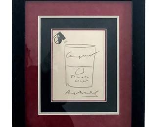 Andy Warhol Signed Campbells Soup Can Drawing