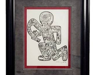 Keith Haring 1984 Collage Man Ink on Paper
