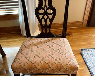 Chippendale dining chair with Brunschwig & Fils upholstered seats (set of 8)